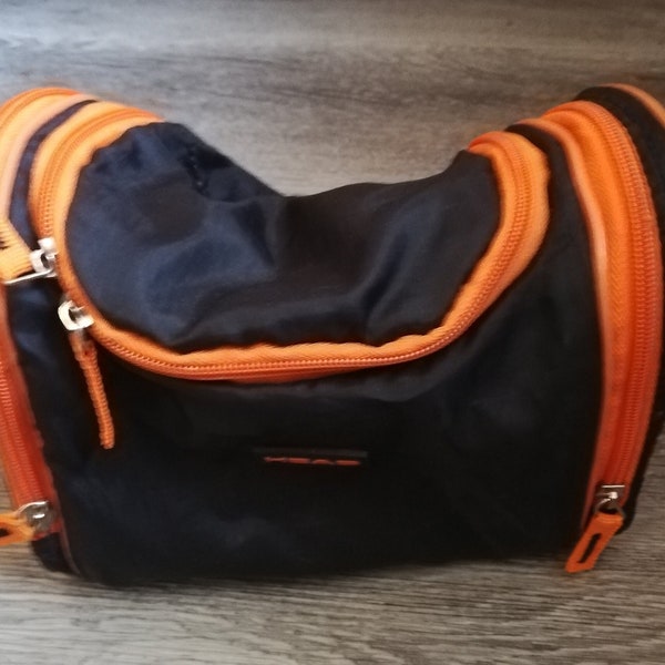 Trousse de toilette en toile Head - Noir et orange - avec crochet de suspension