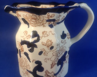 Mason's ironstone blue and brown Mandalay  5" tall jug with beautiful decoration