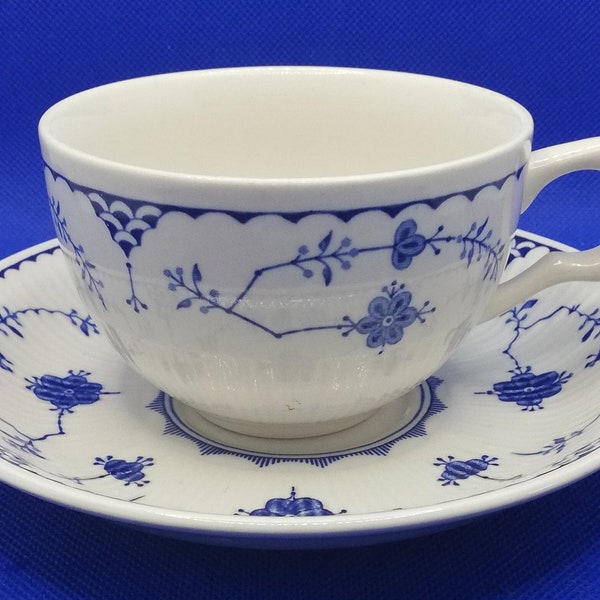 Vintage Mason's furnivals Ironstone Blue Denmark Tea Cup and Saucer, Antique Tea Set, Collectible Kitchenware