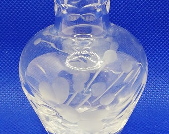 Small glass vase 3 1/4" high etched floral design