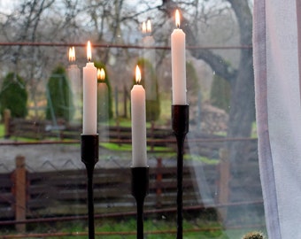 Set of 3 Black Candlestick Holders, Tapered Candle Holder for Holiday Dinner,  Rustic Home Decor Wedding Centerpiece