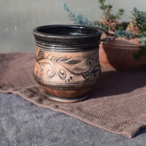 Natural Rustiс сlay glass,  Unique Dinnerware, Handmade Ceramic Tumblers, Small Ceramic Tea & Coffee Cups