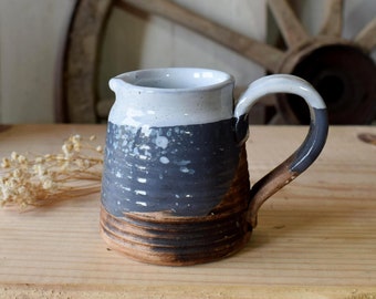 Grey Rustic Pot, Modern Cute, Small Ceramic Creamer Cup, Ukrainian brand, Tiny Pottery Mug for Milk/Cream/Coffee,