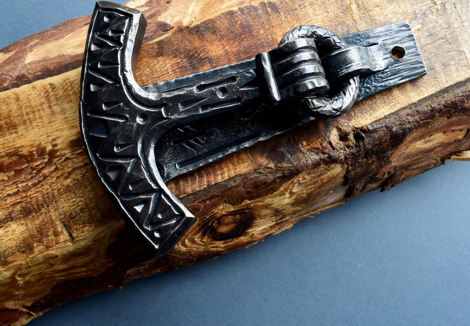 Wrought Iron Viking Hand Knocker, Thor's Hammer, Rustic Door Knocker ...