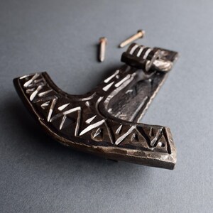 Wrought Iron Viking Hand Knocker, Thor's Hammer, Rustic Door Knocker ...