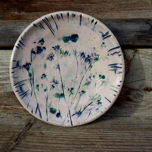 Excluyive Ceramic Plate with prints of flowers, Cake Plate, Ceramic Pasta Plate, Best Gift, Home decor, image 2