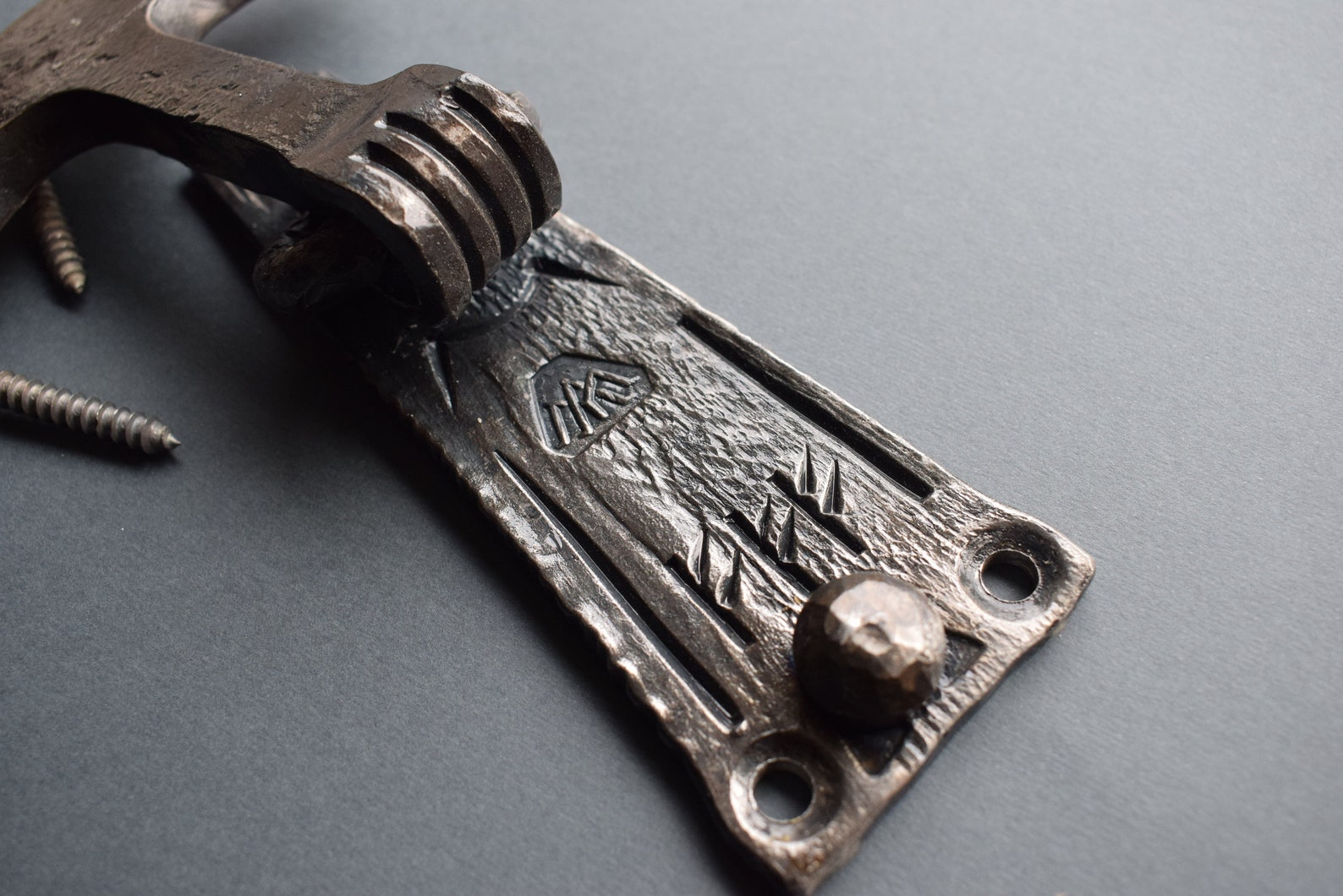 Wrought Iron Viking Hand Knocker, Thor's Hammer, Rustic Door Knocker ...