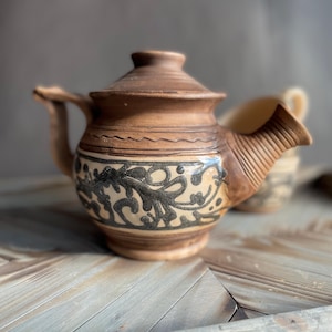 Ceramic teapot with painting, Teapot for brewing, Eco-friendly teapot, Mom Gift