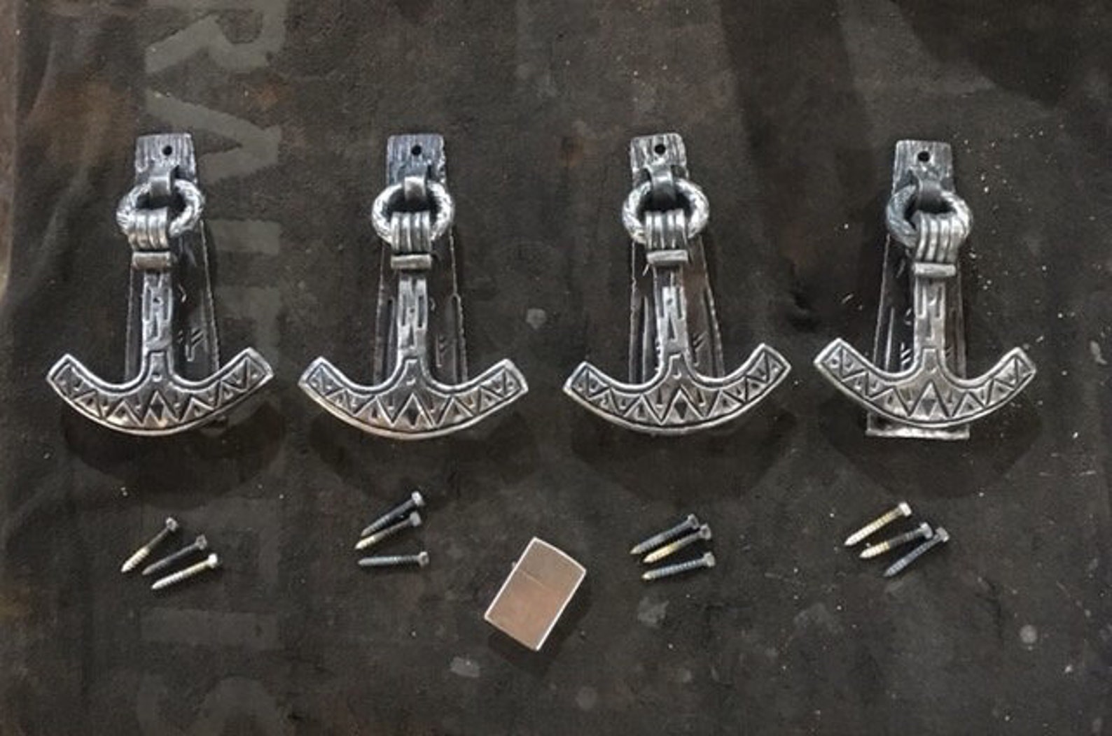 Wrought Iron Viking Hand Knocker, Thor's Hammer, Rustic Door Knocker ...