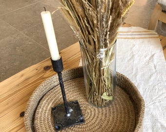 Wrought iron candlestick, Rustic metal candlestick, Spectacular home decor, Minimalist candle holder, Simple design, Christmas Gift