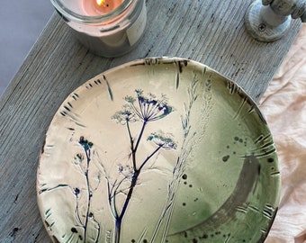 Unique dinnerware plates, Ceramic Dinner Plate, Rustic breakfast plate, Nature inspired pottery, Housewarming Gift