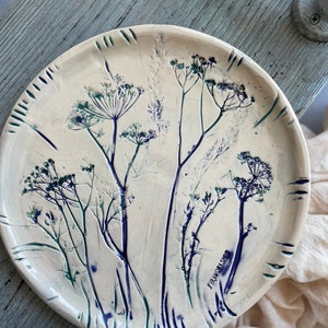 Excluyive Ceramic Plate with prints of flowers, Cake Plate, Ceramic Pasta Plate, Best Gift, Home decor,