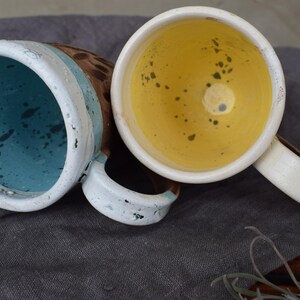 Set of two Rustic Ceramic Mugs, Coffee Cups, With love from Ukraine, Organic Eco Ceramic Art, Blue and Yellow glass Glaze image 7