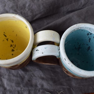 Set of two Rustic Ceramic Mugs, Coffee Cups, With love from Ukraine, Organic Eco Ceramic Art, Blue and Yellow glass Glaze image 8