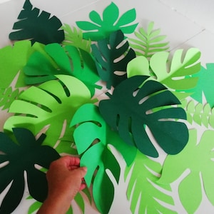 Giungla grande carta foglie tropicali Decorazione da parete, festa moana hawaiana, festa messicana, addio al nubilato Baby sfondo Matrimonio cocco forniture neon
