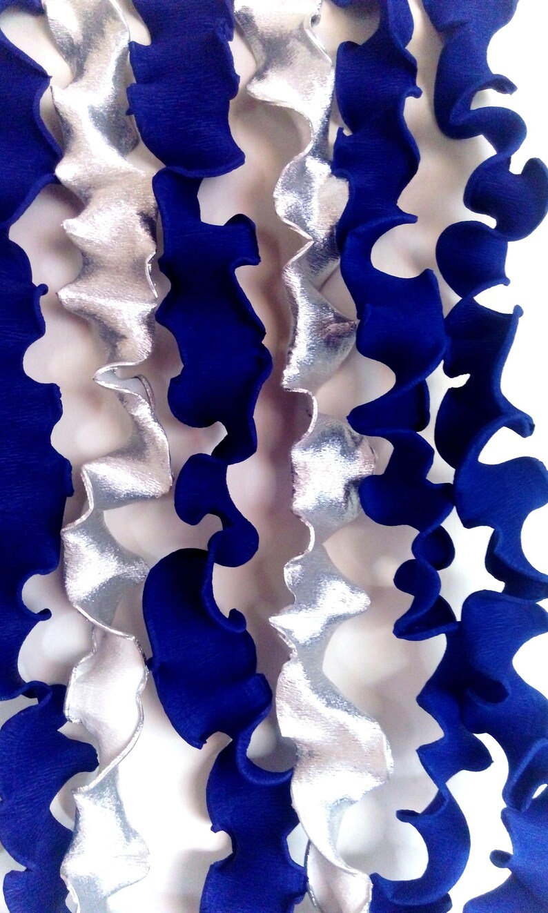 12 Strands Streamers Backdrop Boy Royal Navy Blue Silver Gold Crepe