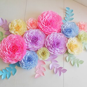 Crepe Paper Flowers, Nursery Wall Decor, large Paper Flowers Wall Decor, Baby Shower Party lavender peach mint Blush, Girls Wall decorations