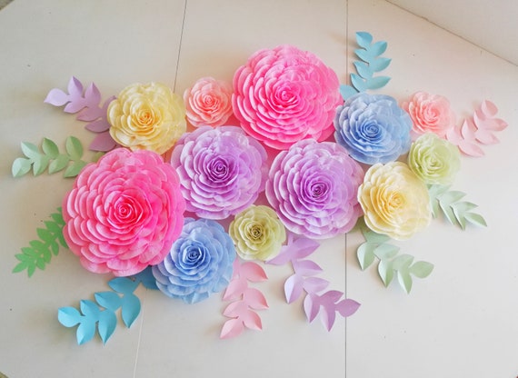 Paper Flowers Decorations Large Paper Flowers Nursery Paper Flowers Paper  Flowers Wall Decor Paper Flower Wall Nursery Wall Decor 