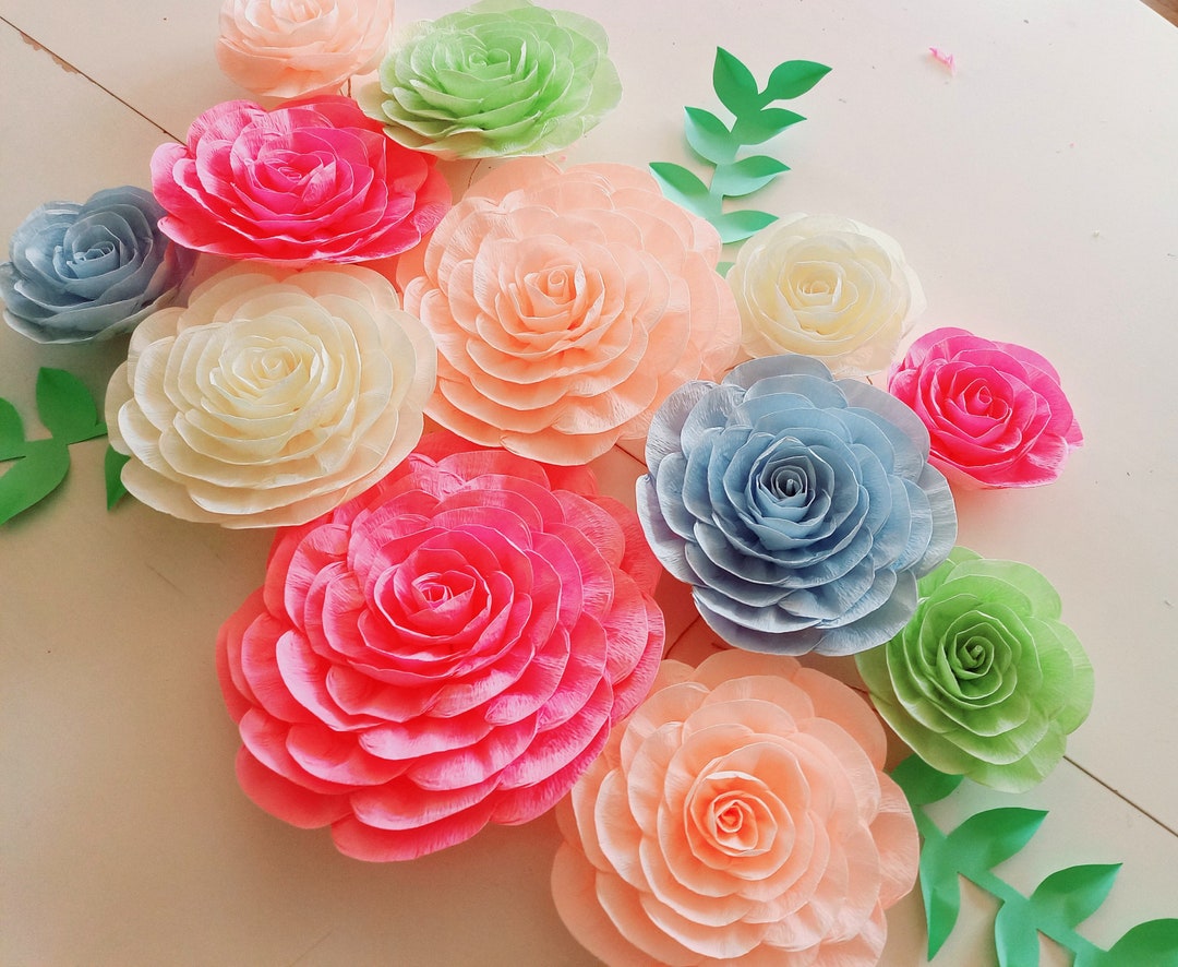 Large Paper Flowers Nursery Wall Decor Backdrop Baptism Etsy