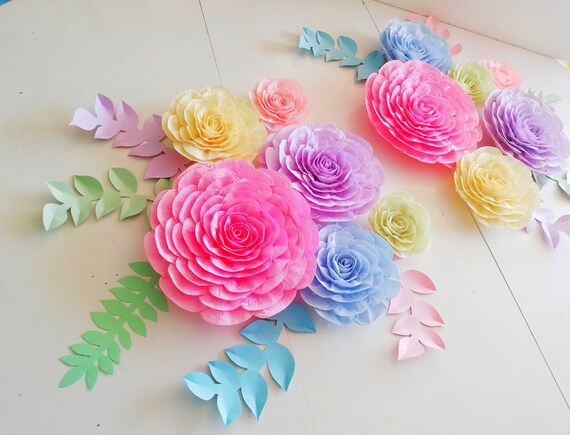 large Paper Flowers Wall Decor, Nursery Wall Decor Backdrop baptism, charro girls Baby Shower blush, paper flower for nursery, victoria pink Il_570xn