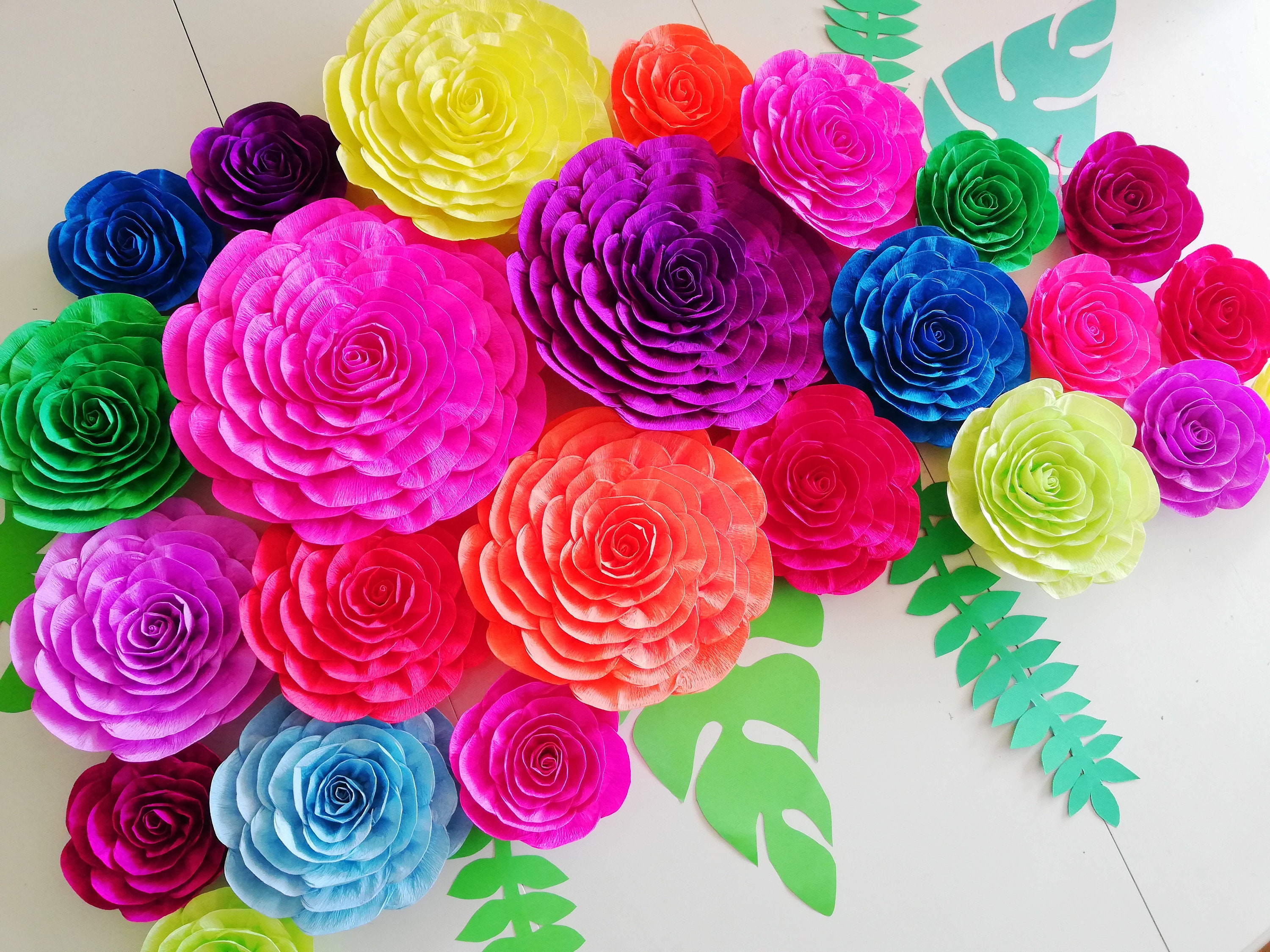 Rainbows & Lilies Paper Flowers Decorations for Wall - 3-Set Bundle for  Wedding, Bridal Shower, Baby Girl Nursery Decor, Flower Backdrop