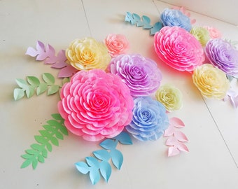 large Paper Flowers, Nursery Wall Decor, Baby Shower Party, Wall Decor Blush Nursery Wall Decor Paper Flowers peach Girls Nursery Wall decor