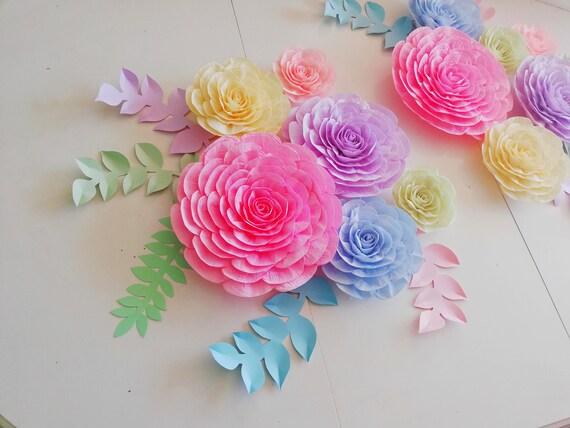 large Paper Flowers, Nursery Wall Decor, Backdrop baptism charro, girls Baby Shower, large paper flower wall decor, flower for nursery pink Il_570xn