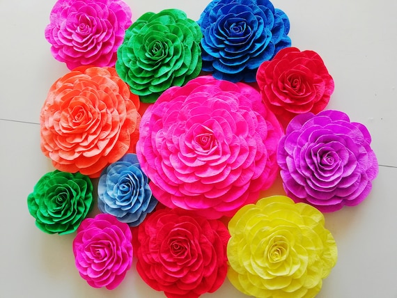 Mexico Paper Flower, Large Paper Flowers Wall Decor, Mexico Wedding fiesta Bridal Shower Baby, coco Party Hawaiian moana Tropical Flowerneon Il_570xn