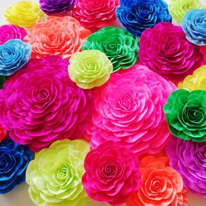 Large Mexico Paper Flowers Wall Decor fiesta Mexican Wedding Bridal Shower Baby backdrop coco supplies Party Hawaiian moana Tropical neon