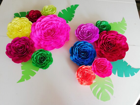 12 Encanto Colorful, large Paper Flowers, decor, bright mexican fiesta birthday, moana rainbow Tropical Cinco Mayo party baby bridal shower Il_570xn
