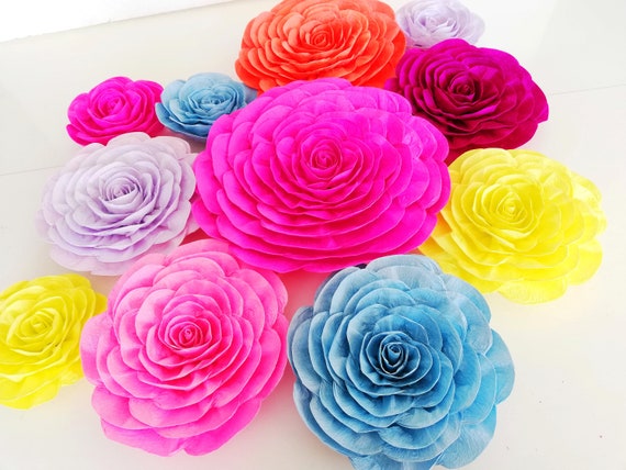 Mexican Fiesta, Large Paper Flowers Wall Decor Nursery lilly Party Bridal Shower Baby frida kahlo coco backdrop cinco mayo rainbow pulitzer Il_570xn