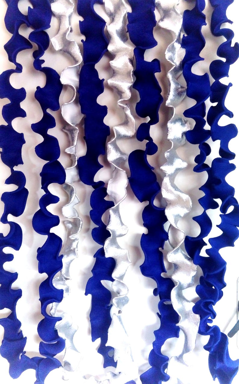 12 Strands Streamers Backdrop Boy Royal Navy Blue Silver Gold Crepe