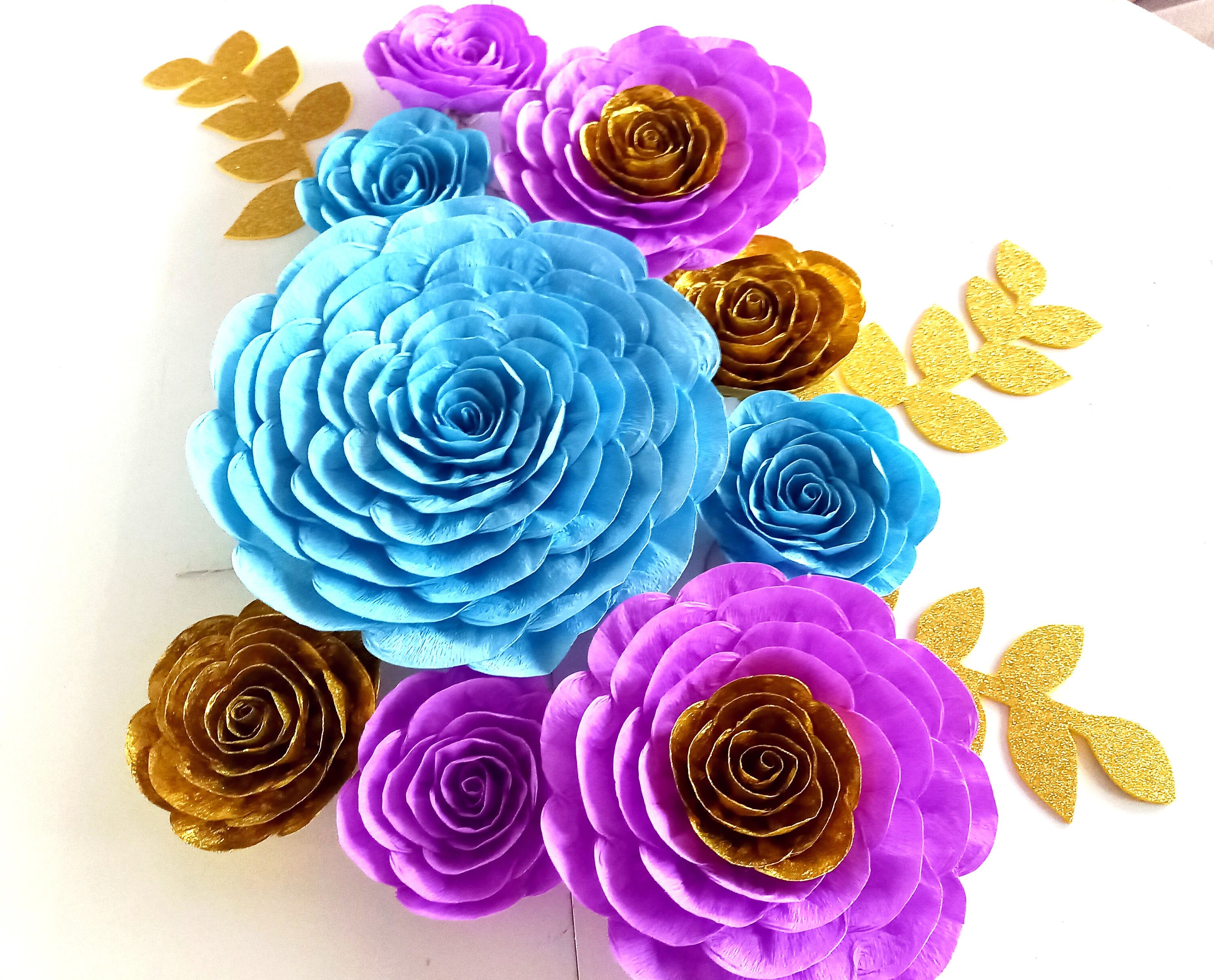 party birthday baby shower blue and pink paper flower wall decor /wall