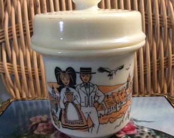 Vintage Alsatian Opalex Foie Gras Terrine - Alsace Decor Jam Pot - Alsace Themed Foie Gras Pot