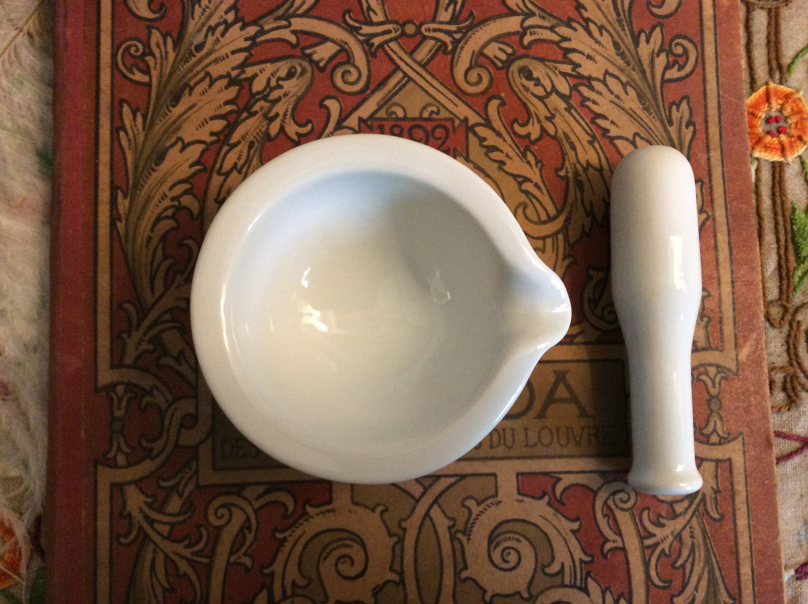 Français Vintage Pharmacie Céramique Pestle et Mortier. Pilon Mortier d'apothicaire. Petit Pilon de 