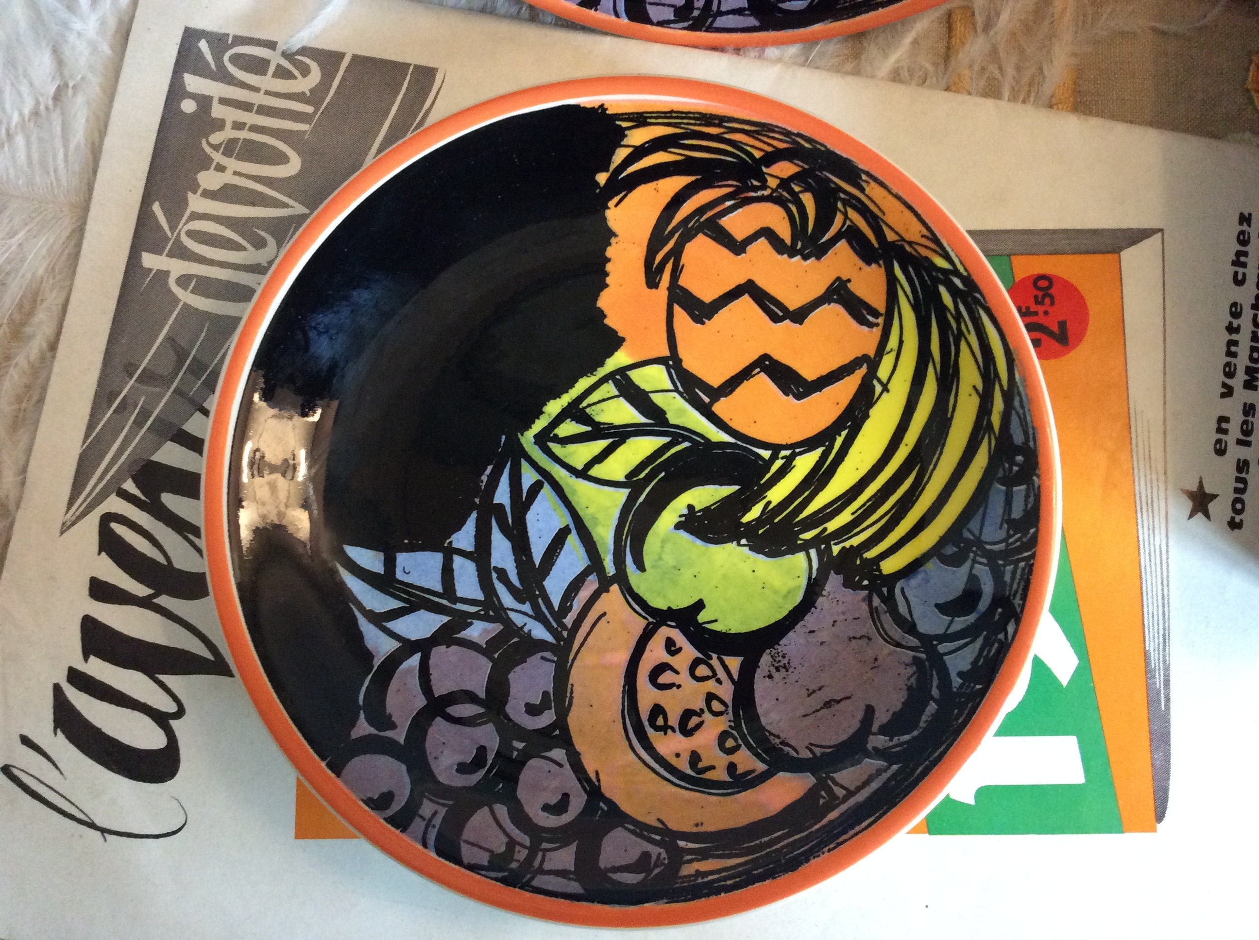 2 Assiettes à Dessert Pagnossin Italie Tahiti, Motif de Fruits Tropicaux Petites Assiettes, Italienn