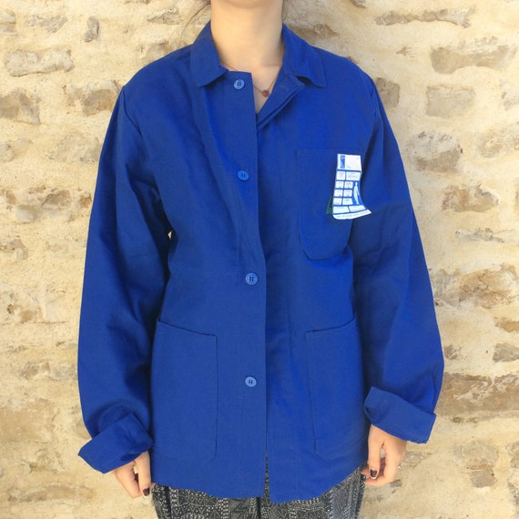 blue workman's jacket