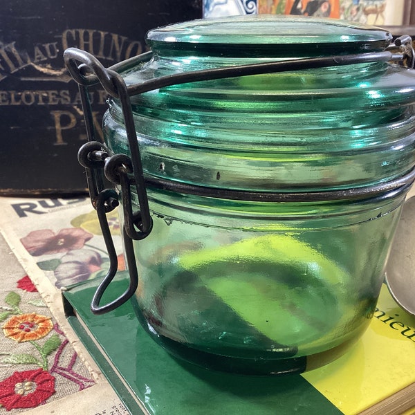 Vintage Glass Green Canning Jars Etsy