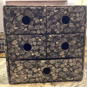 Vintage Fabric Covered Craft Box, Liberty Style Fabric Covered Sewing Box, Pretty 70s 80s Purple and Grey Storage Box