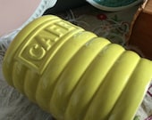 French Antique Art Deco Ceramic St Clement Kitchen Utensils Container - Bright Yellow Vintage St Clement Coffee Jar - 30s Design Spice Jar