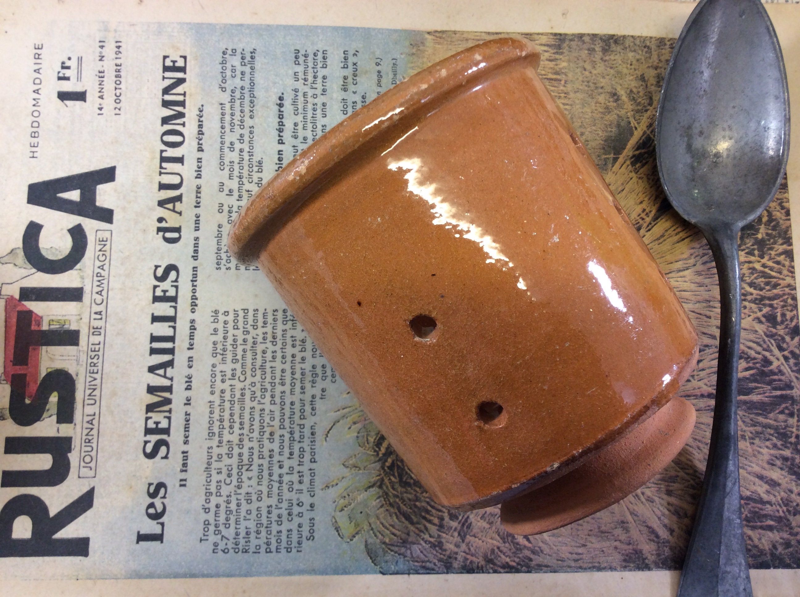 1 Ferselle Au Fromage Français en Grès Ancien, Moule à Rustique Faïence, Draineur de Poterie