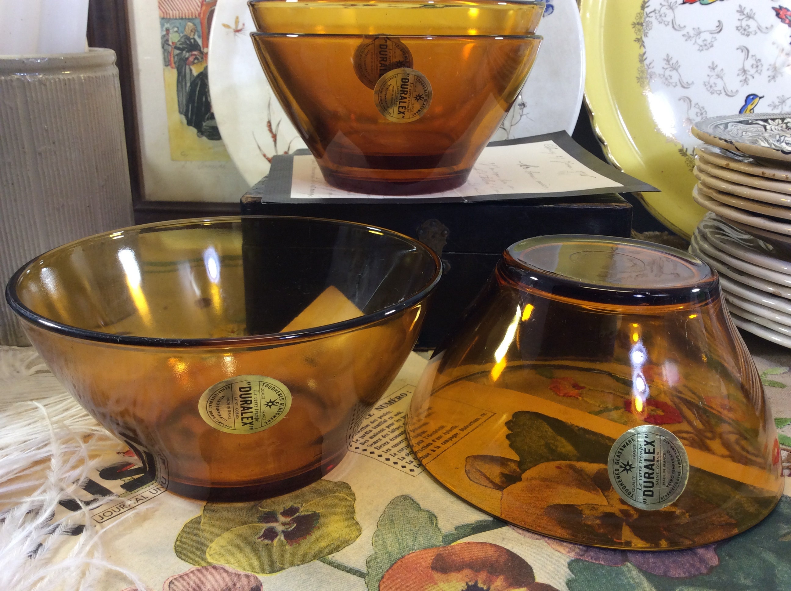 Kitchen & Dining French Glass Bowls 4 French Vintage Glass Duralex Cafe