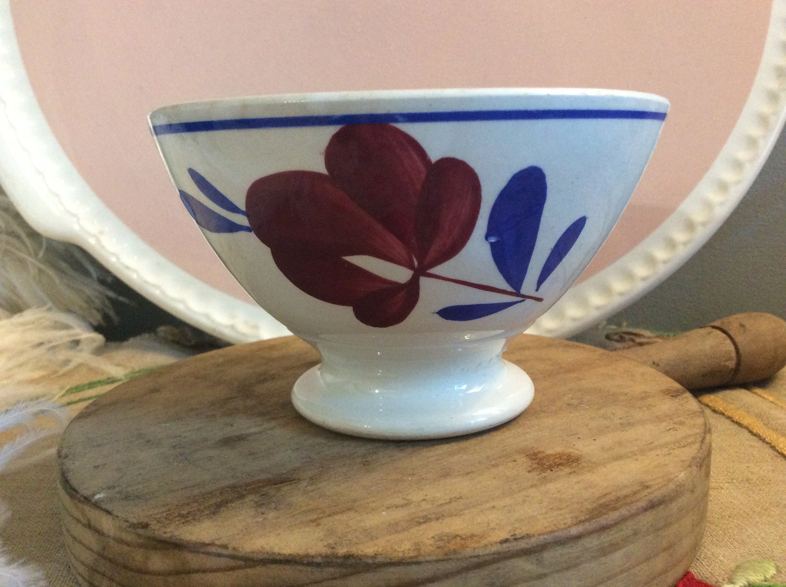 Français Country Cafe Au Lait Bowl, K G Luneville Old Bowl, Français Breakfast Antique Distressed Bo