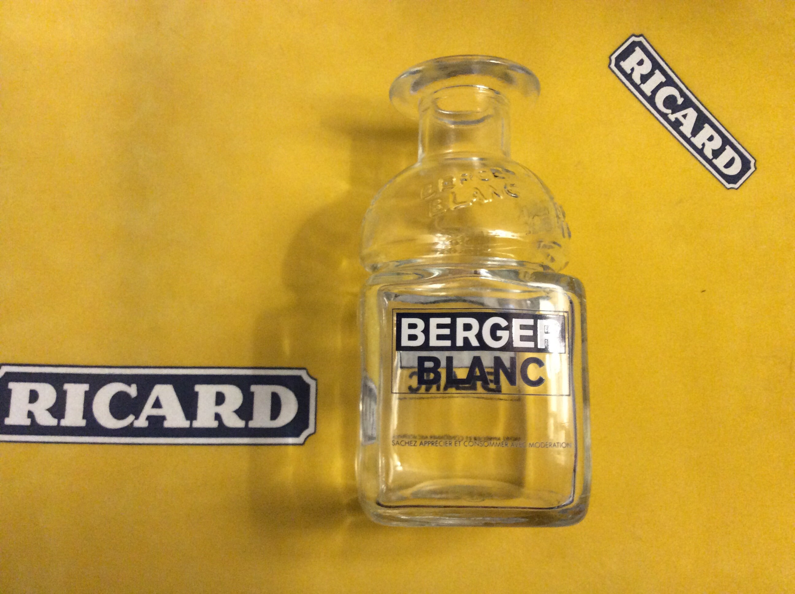 Français Bouteille de Pastis Berger Blanc, Carafe en Verre Blanc. Pichet Pastis, Bouteille d'eau d'a