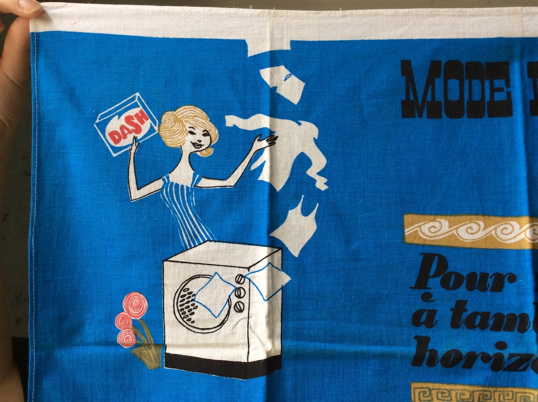 French Vintage 60s 70s Dash Washing Powderteatowel French Vintage