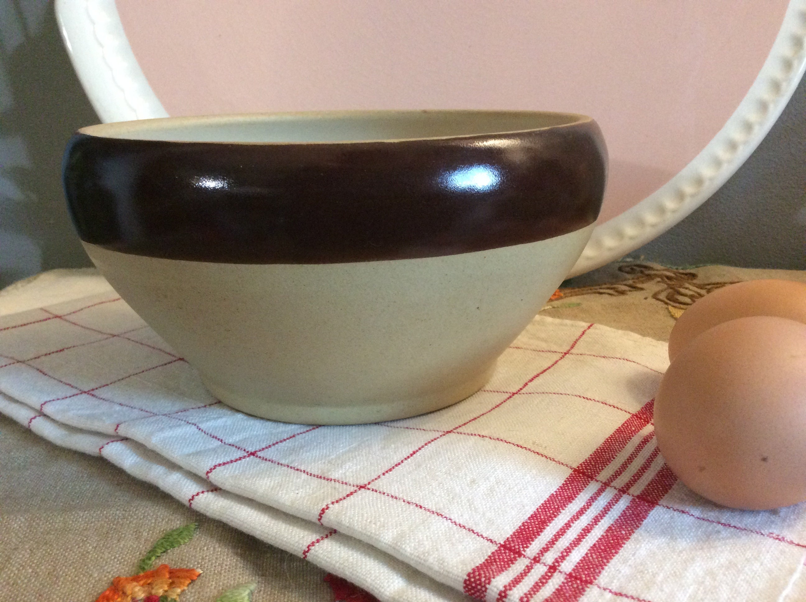 Digoin Grespots France Bowl Vintage Earthenware Mixing Bowl Etsy