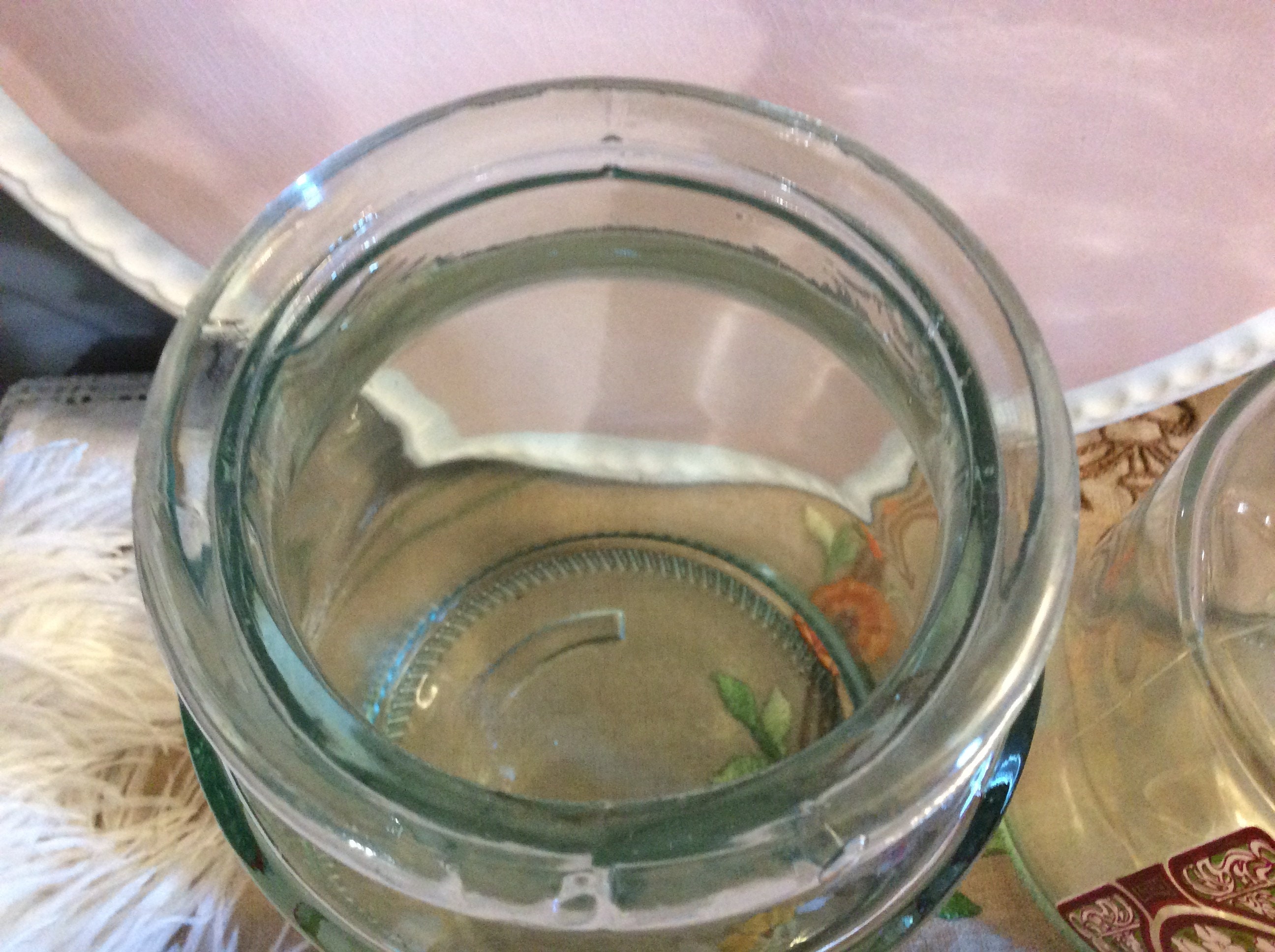 French Vintage Thick Glass Bathroom Storage Jar Vanity ...
