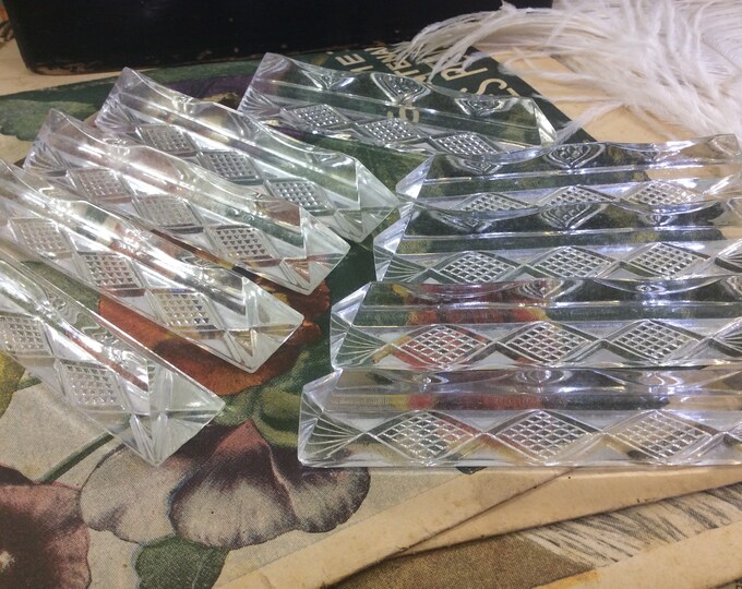 9 Vintage Cut Glass Cutlery Rests Shiny Glass Knife Rests Etsy