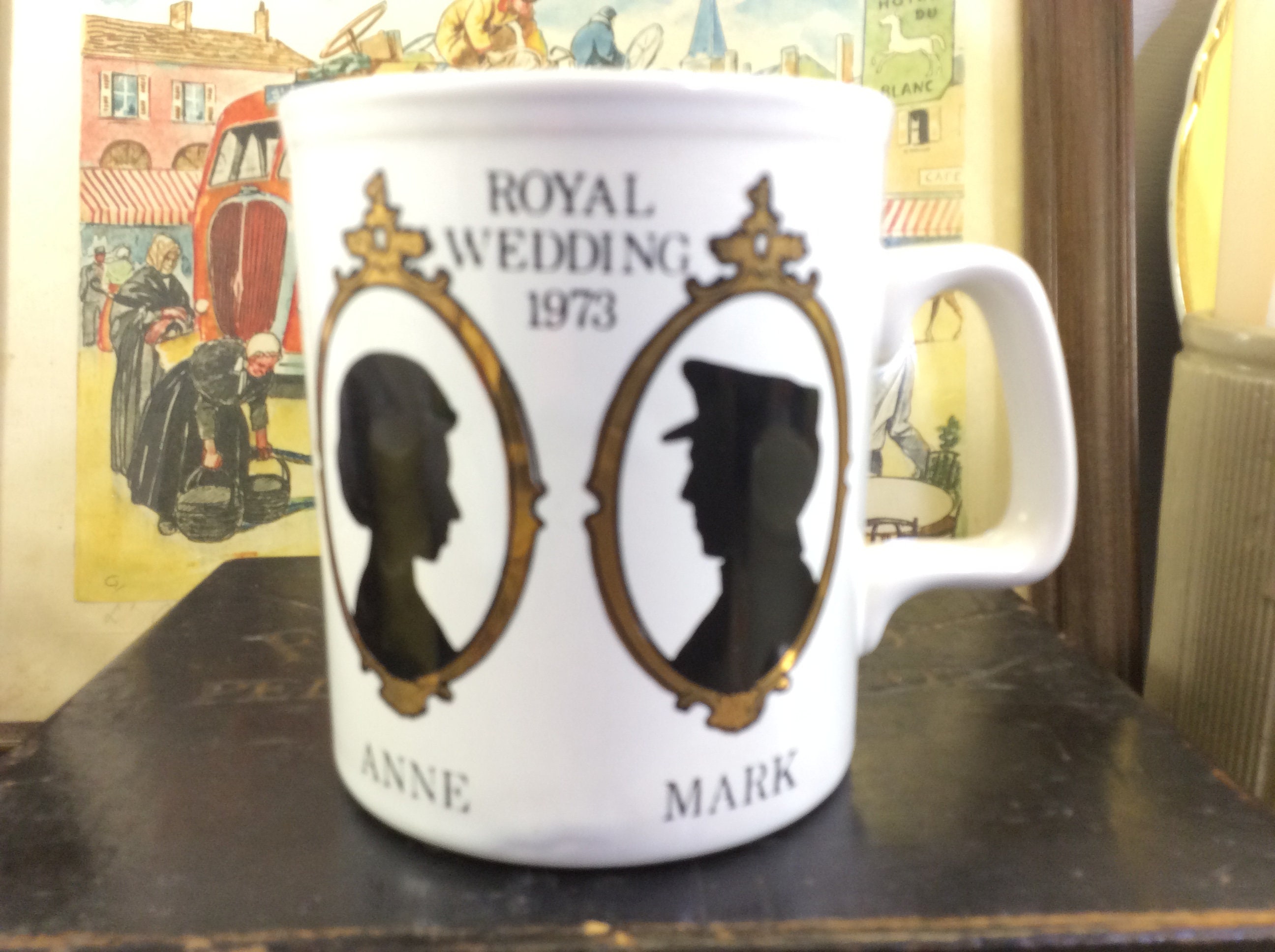 1 English Staffordshire Potteries Ltd Vintage Royal Family Mug - Princess Anne & Mark Phillips Weddi