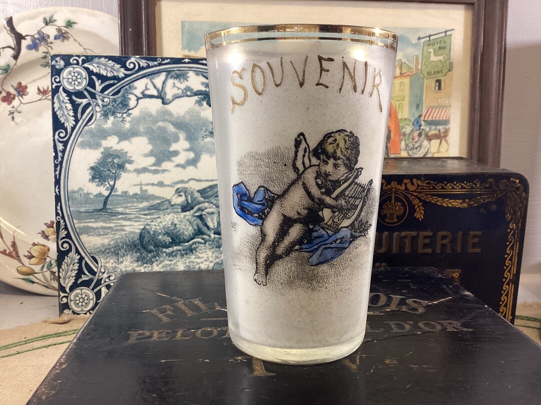 French Antique Gold Decorated SOUVENIR Glass Tumbler French Etsy